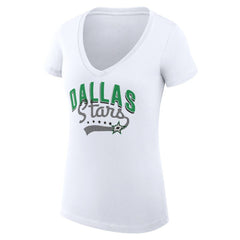 Dallas Stars - G-III 4Her by Carl Banks Women's Super-Slim Fit Lightweight Filigree Logo V-Neck T-Shirt – White