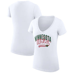 Minnesota Wild - G-III 4Her by Carl Banks Women's Super-Slim Fit Lightweight Filigree Logo V-Neck T-Shirt – White