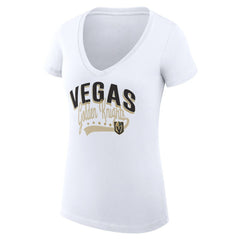 Vegas Golden Knights G-III 4Her by Carl Banks Women's Super-Slim Fit Lightweight Filigree Logo V-Neck T-Shirt – White