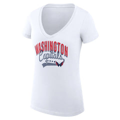 Washington Capitals G-III 4Her by Carl Banks Women's Super-Slim Fit Lightweight Filigree Logo V-Neck T-Shirt – White