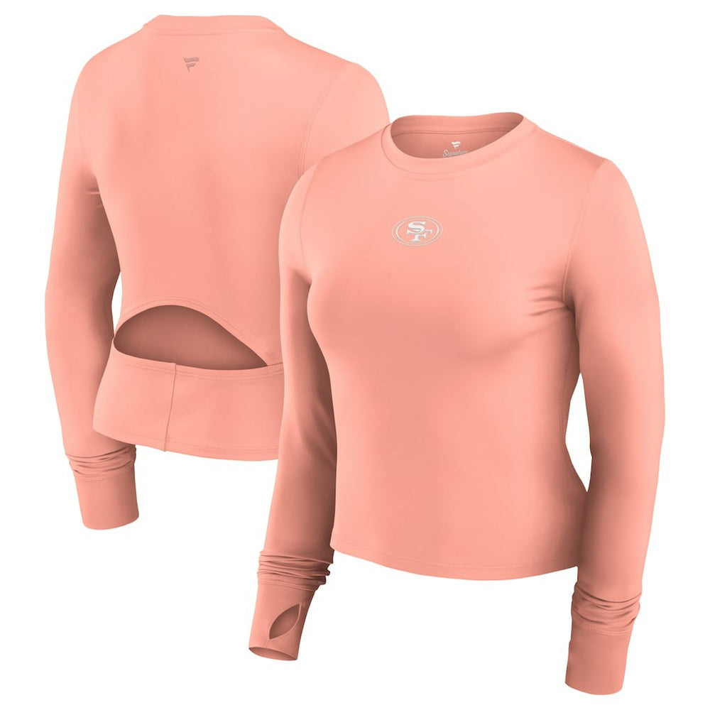 San Francisco 49ers Women's Studio Fitted Long Sleeve Gym Top Coral - Fanatics