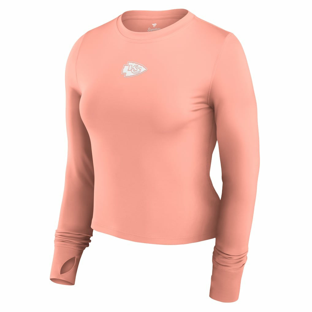 Kansas City Chiefs Women's Studio Fitted Long Sleeve Gym Top Coral - Fanatics