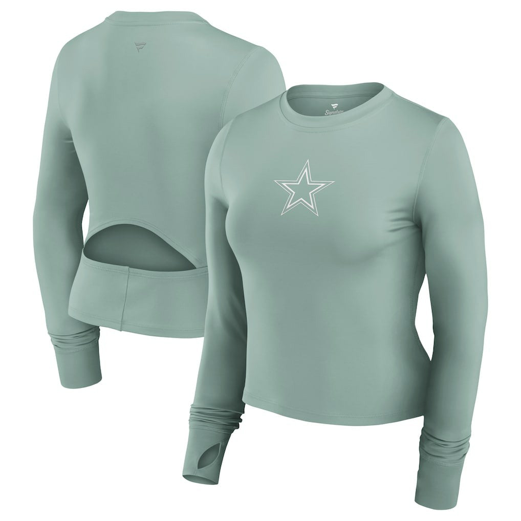 Dallas Cowboys Women's Studio Fitted Long Sleeve Gym Top Green - Fanatics
