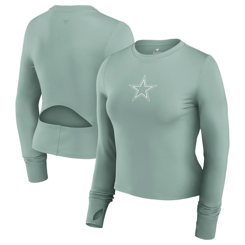 Dallas Cowboys Women's Studio Fitted Long Sleeve Gym Top Green - Fanatics