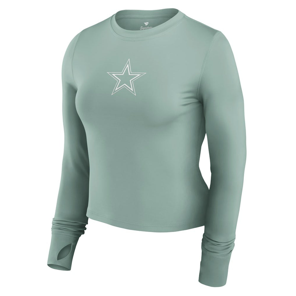 Dallas Cowboys Women's Studio Fitted Long Sleeve Gym Top Green - Fanatics
