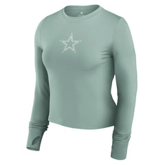Dallas Cowboys Women's Studio Fitted Long Sleeve Gym Top Green - Fanatics