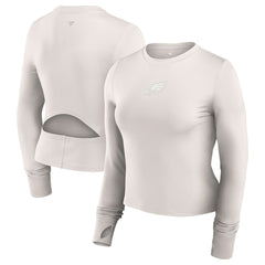 Philadelphia Eagles Women's Studio Fitted Long Sleeve Gym Top White - Fanatics