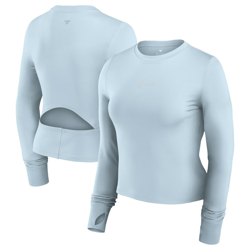 Buffalo Bills Women's Studio Fitted Long Sleeve Gym Top Light Blue - Fanatics