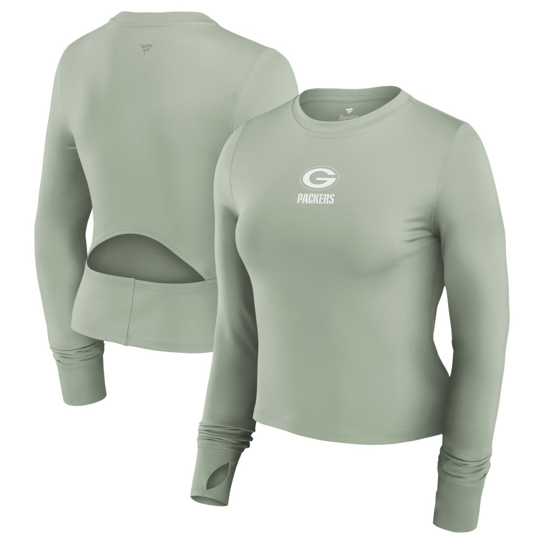 Green Bay Packers Women's Studio Fitted Long Sleeve Gym Top Green - Fanatics