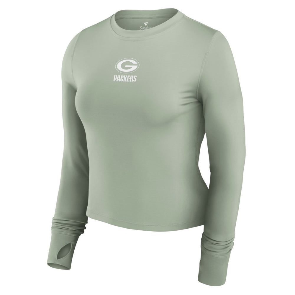 Green Bay Packers Women's Studio Fitted Long Sleeve Gym Top Green - Fanatics