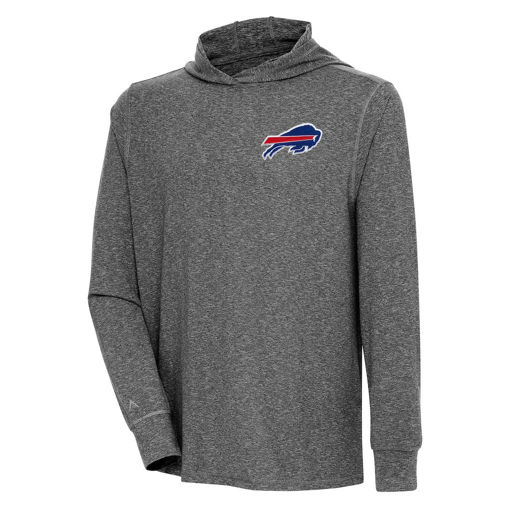 Buffalo Bills Antigua Saga Long Sleeve Hoodie T-Shirt Heather Black - NFL