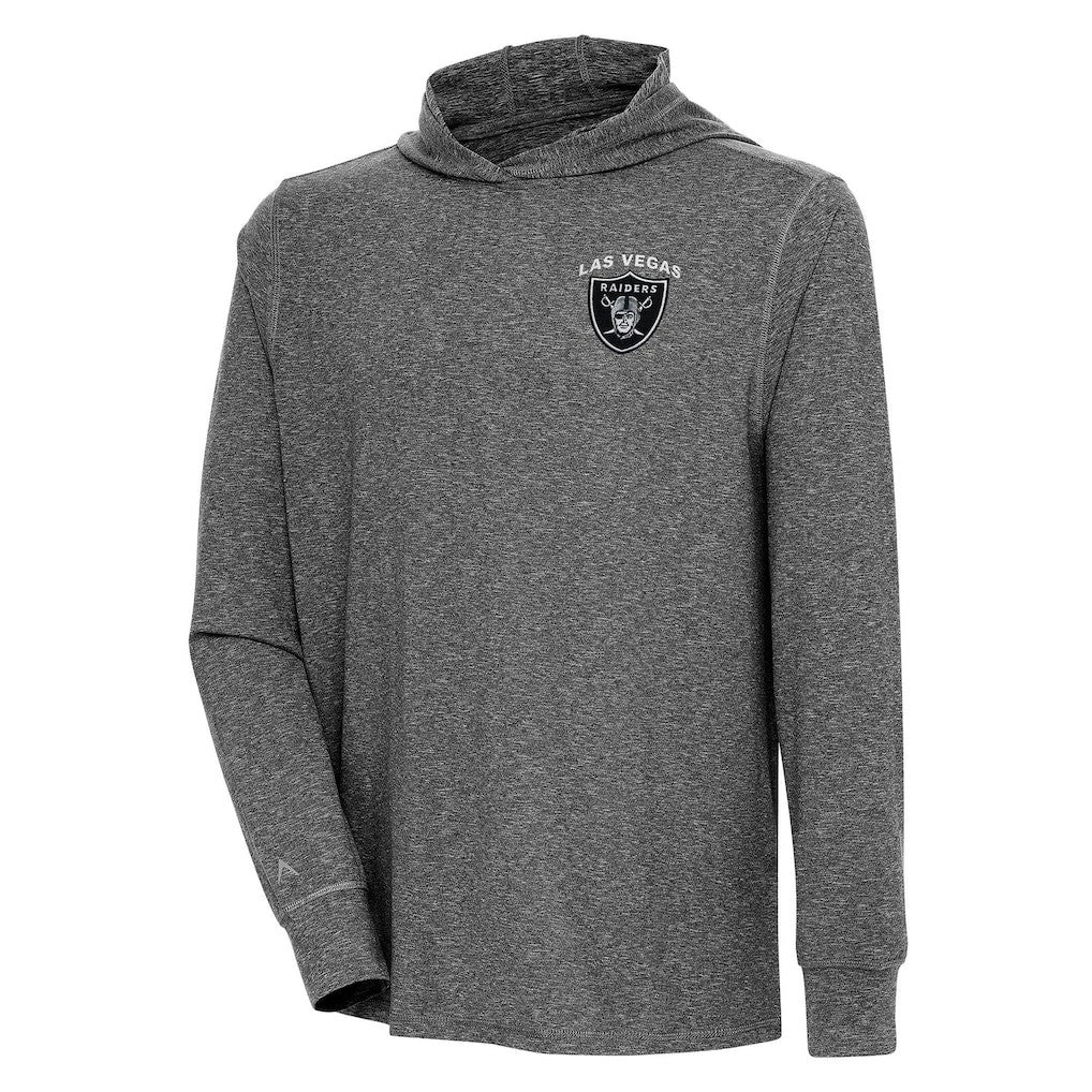 Las Vegas Raiders Antigua Saga Long Sleeve Hoodie T-Shirt Heather Black - NFL