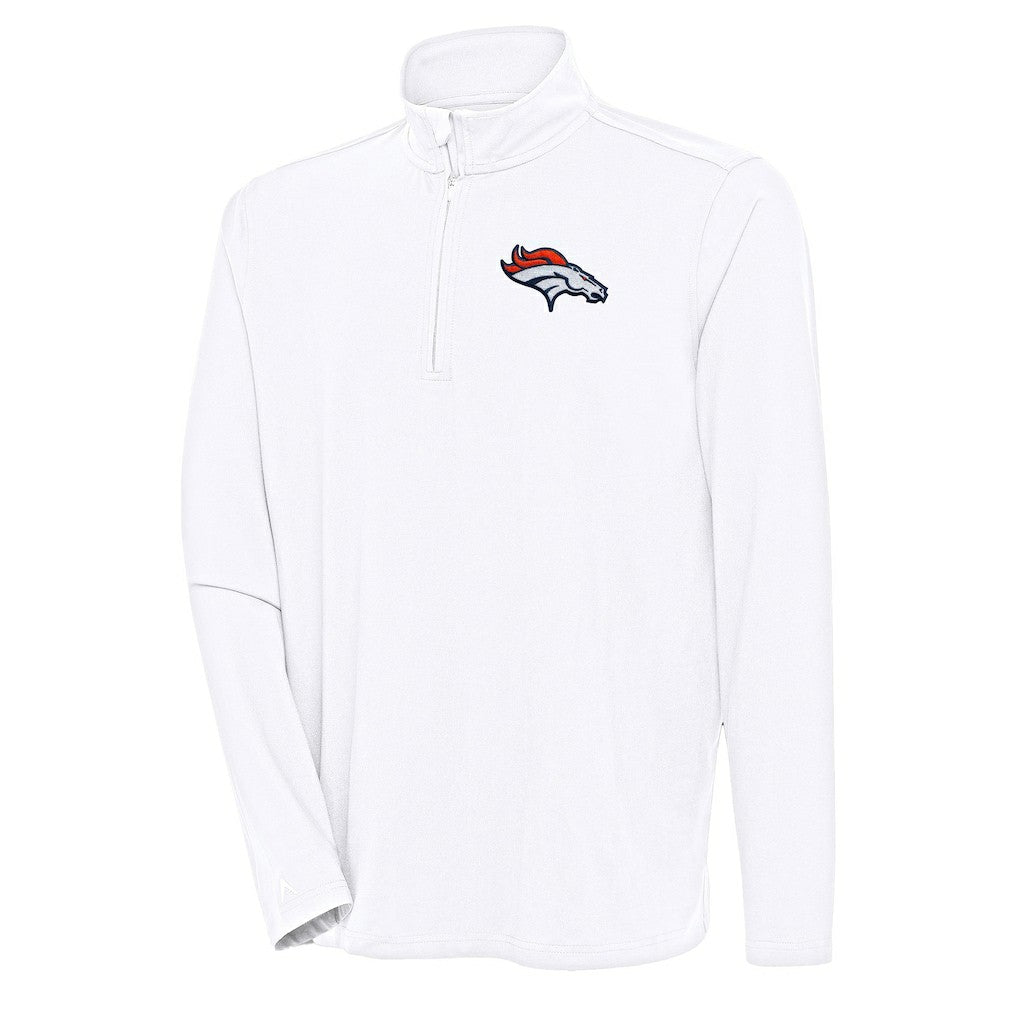 Denver Broncos Antigua Hunk Quarter-Zip Pullover Top White - NFL