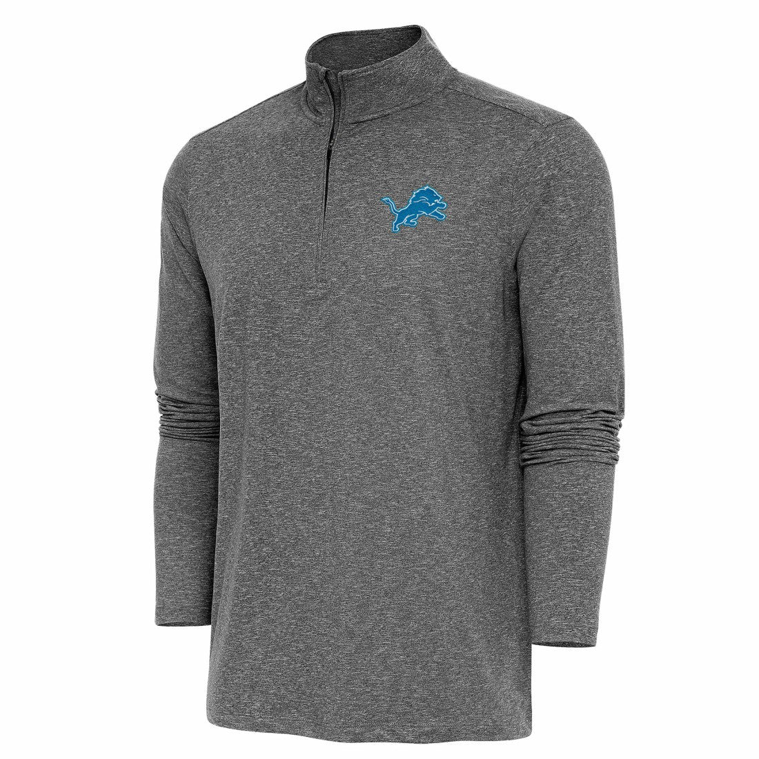 Detroit Lions Antigua Hunk Quarter-Zip Pullover Top Heather Black - NFL