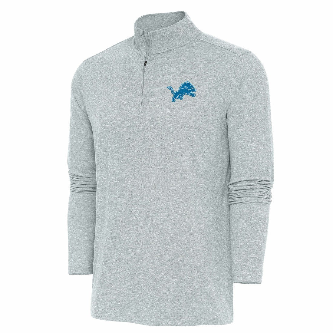 Detroit Lions Antigua Hunk Quarter-Zip Pullover Top Heather Gray - NFL