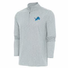 Detroit Lions Antigua Hunk Quarter-Zip Pullover Top Heather Gray - NFL
