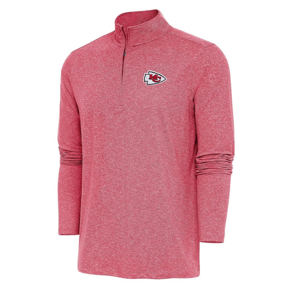 Kansas City Chiefs Antigua Hunk Quarter-Zip Pullover Top Heather Red - NFL