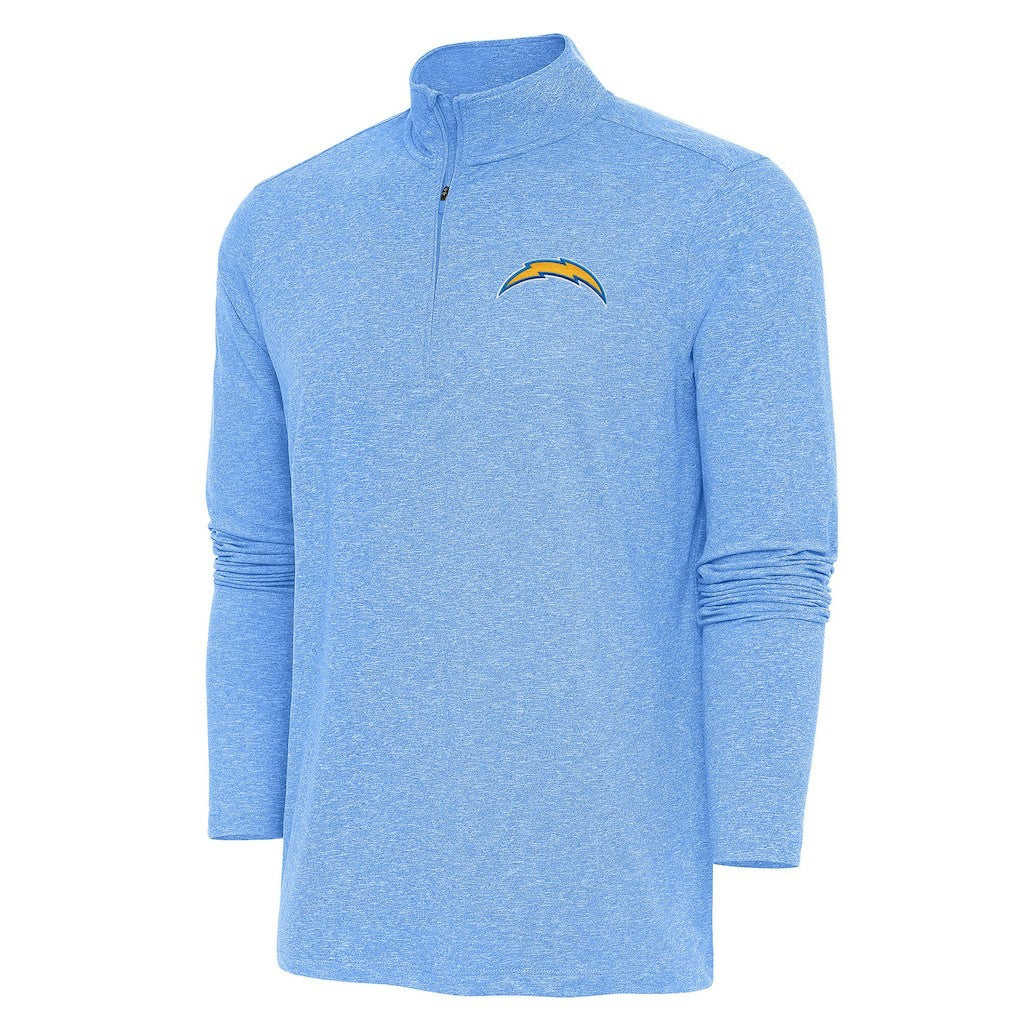 Los Angeles Chargers Antigua Hunk Quarter-Zip Pullover Top Heather Powder Blue - NFL