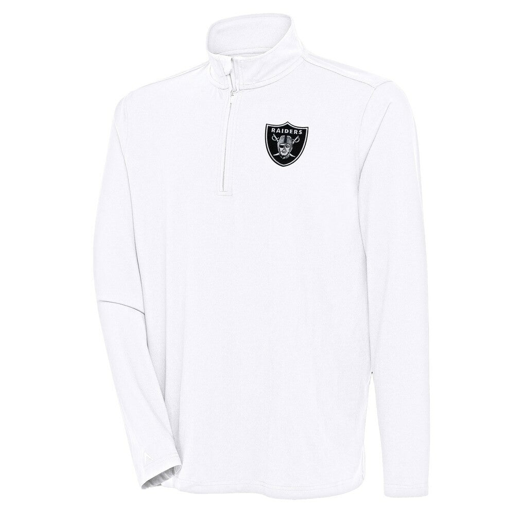 Las Vegas Raiders Antigua Hunk Quarter-Zip Pullover Top White - NFL