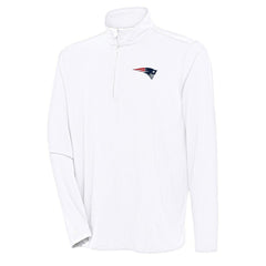 New England Patriots Antigua Hunk Quarter-Zip Pullover Top White - NFL