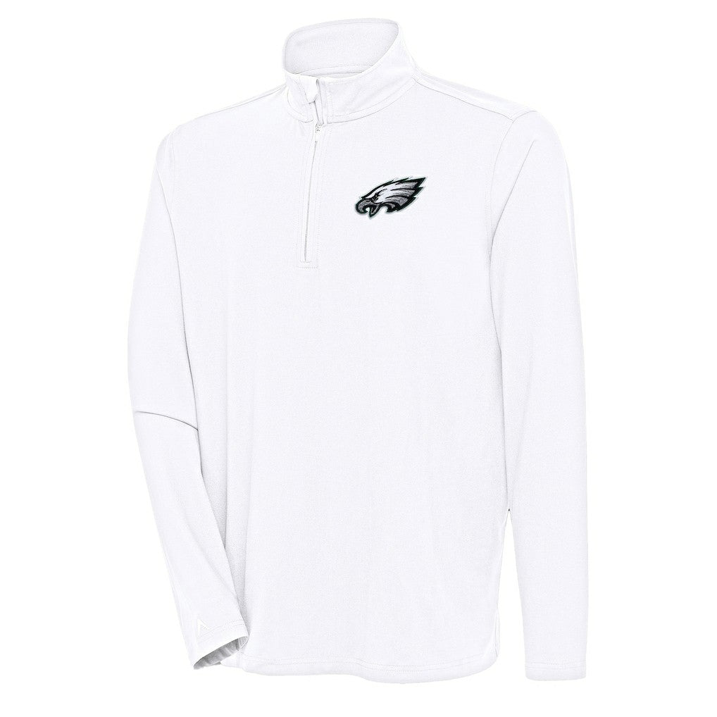 Philadelphia Eagles Antigua Hunk Quarter-Zip Pullover Top White - NFL