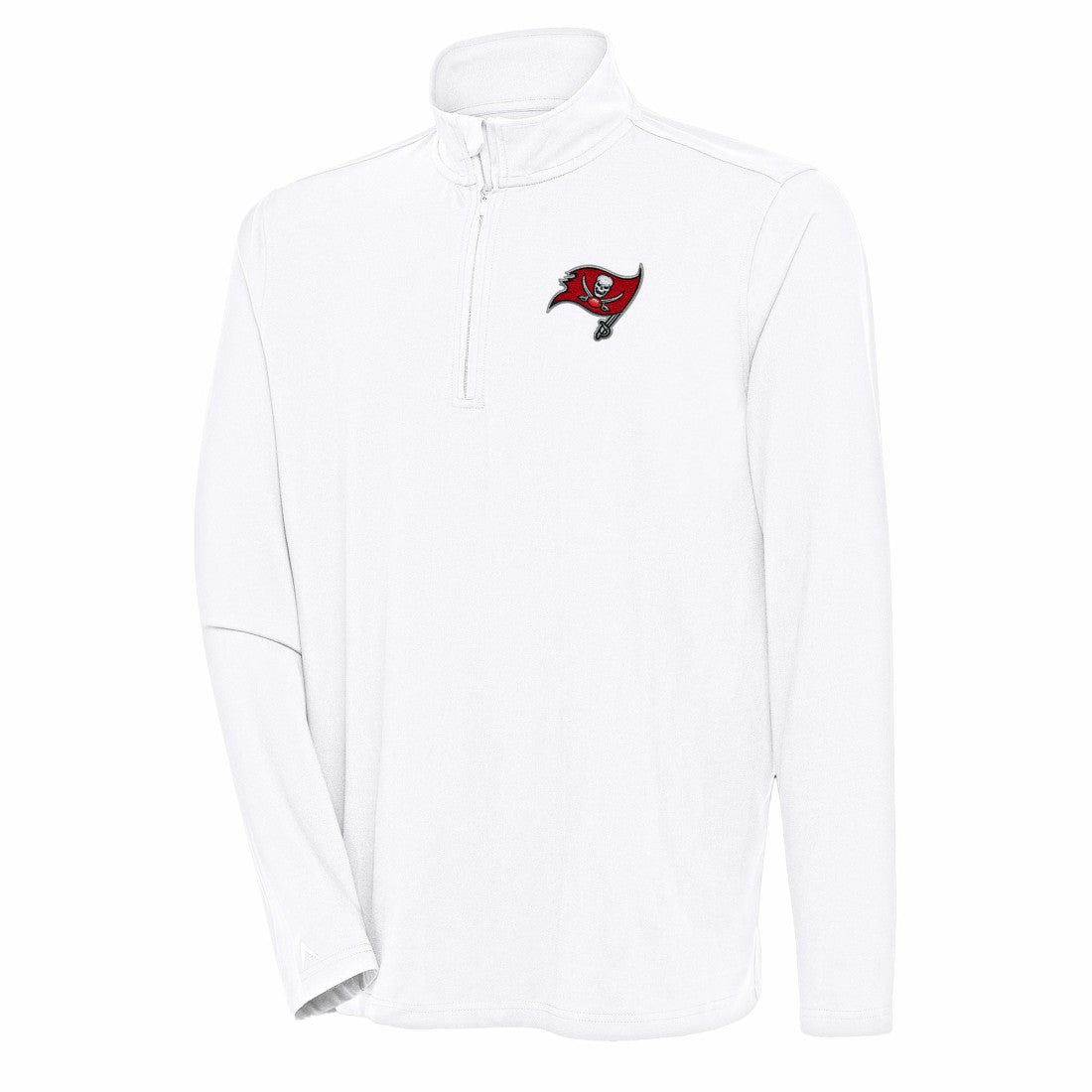 Tampa Bay Buccaneers Antigua Hunk Quarter-Zip Pullover Top White - NFL