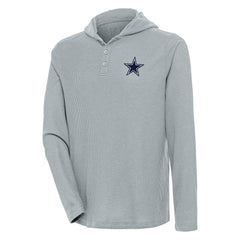 Dallas Cowboys Antigua Strong Hold Long Sleeve Henley Hoodie T-Shirt Gray - NFL