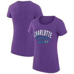 NBA - Charlotte Hornets G-III 4Her by Carl Banks Women's Super-Slim Fit Lightweight Filigree Logo T-Shirt - Purple