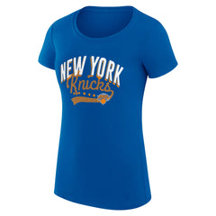 NBA - New York Knicks G-III 4Her by Carl Banks Women's Super-Slim Fit Lightweight Filigree Logo T-Shirt - Blue