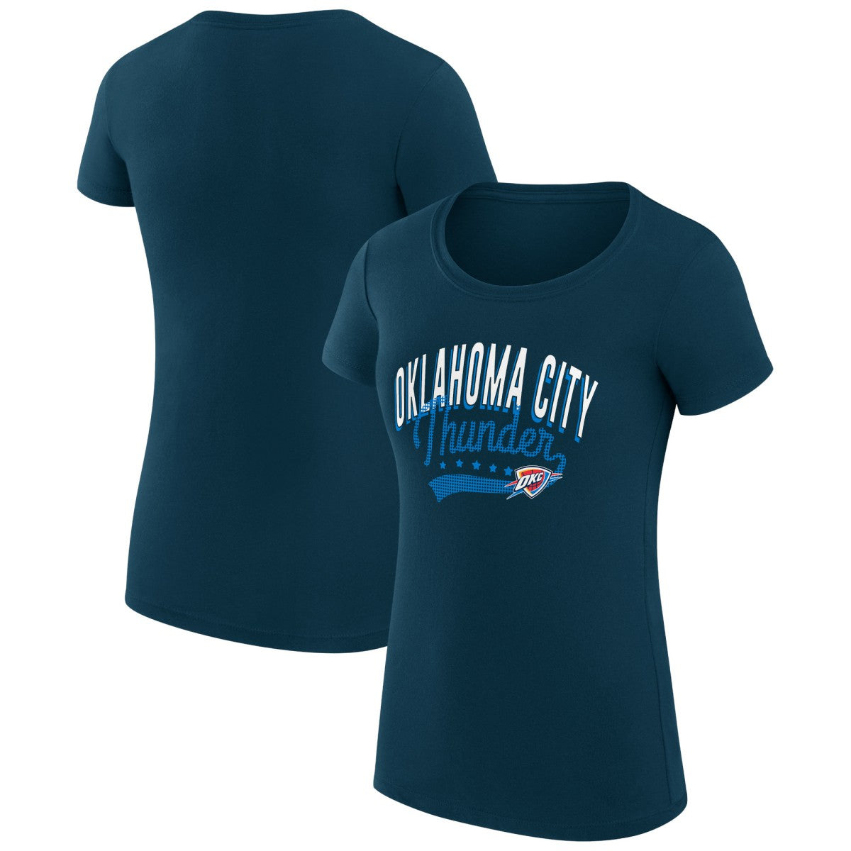 NBA - Oklahoma City Thunder G-III 4Her by Carl Banks Women's Super-Slim Fit Lightweight Filigree Logo T-Shirt - Navy