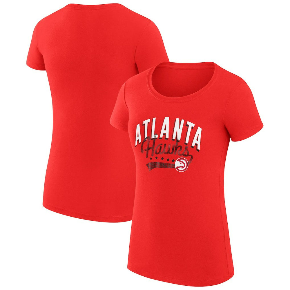 NBA - Atlanta Hawks G-III 4Her by Carl Banks Women's Super-Slim Fit Lightweight Filigree Logo T-Shirt - Red