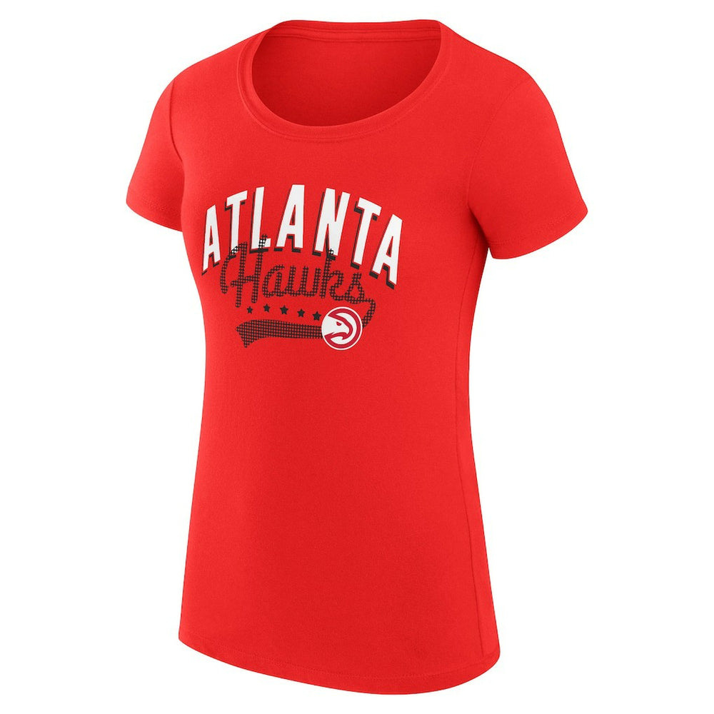 NBA - Atlanta Hawks G-III 4Her by Carl Banks Women's Super-Slim Fit Lightweight Filigree Logo T-Shirt - Red