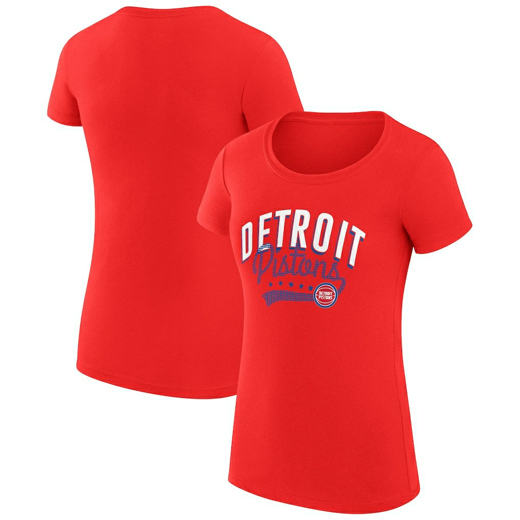 NBA - Detroit Pistons G-III 4Her by Carl Banks Women's Super-Slim Fit Lightweight Filigree Logo T-Shirt - Red
