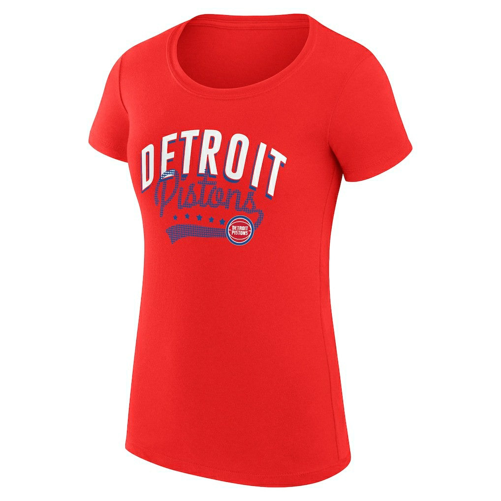 NBA - Detroit Pistons G-III 4Her by Carl Banks Women's Super-Slim Fit Lightweight Filigree Logo T-Shirt - Red