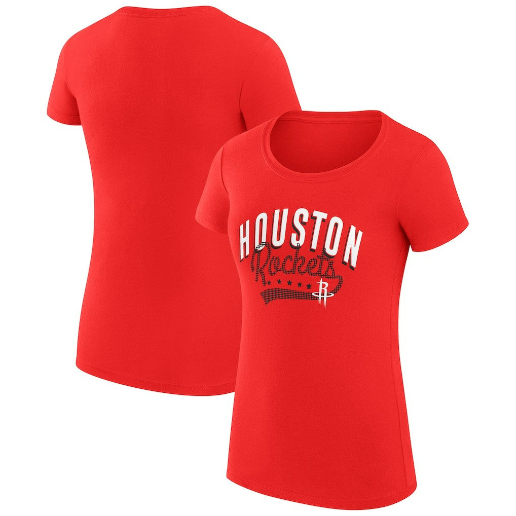 NBA - Houston Rockets G-III 4Her by Carl Banks Women's Super-Slim Fit Lightweight Filigree Logo T-Shirt - Red