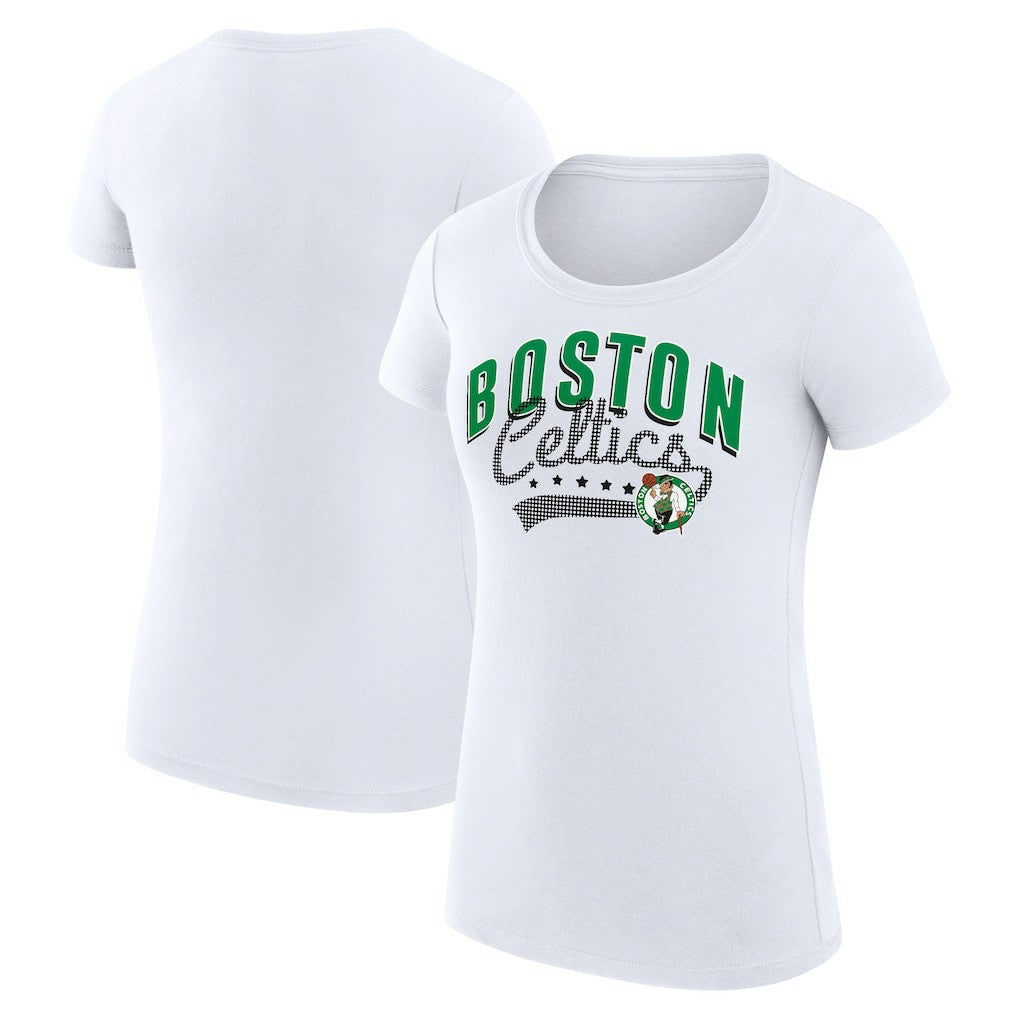 NBA - Boston Celtics G-III 4Her by Carl Banks Women's Super-Slim Fit Lightweight Filigree Logo T-Shirt - White