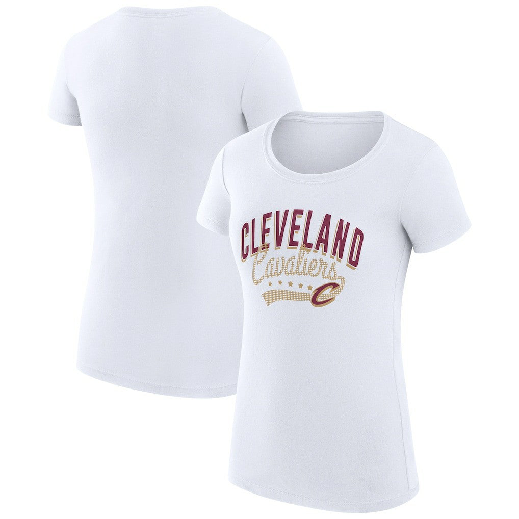NBA - Cleveland Cavaliers G-III 4Her by Carl Banks Women's Super-Slim Fit Lightweight Filigree Logo T-Shirt - White