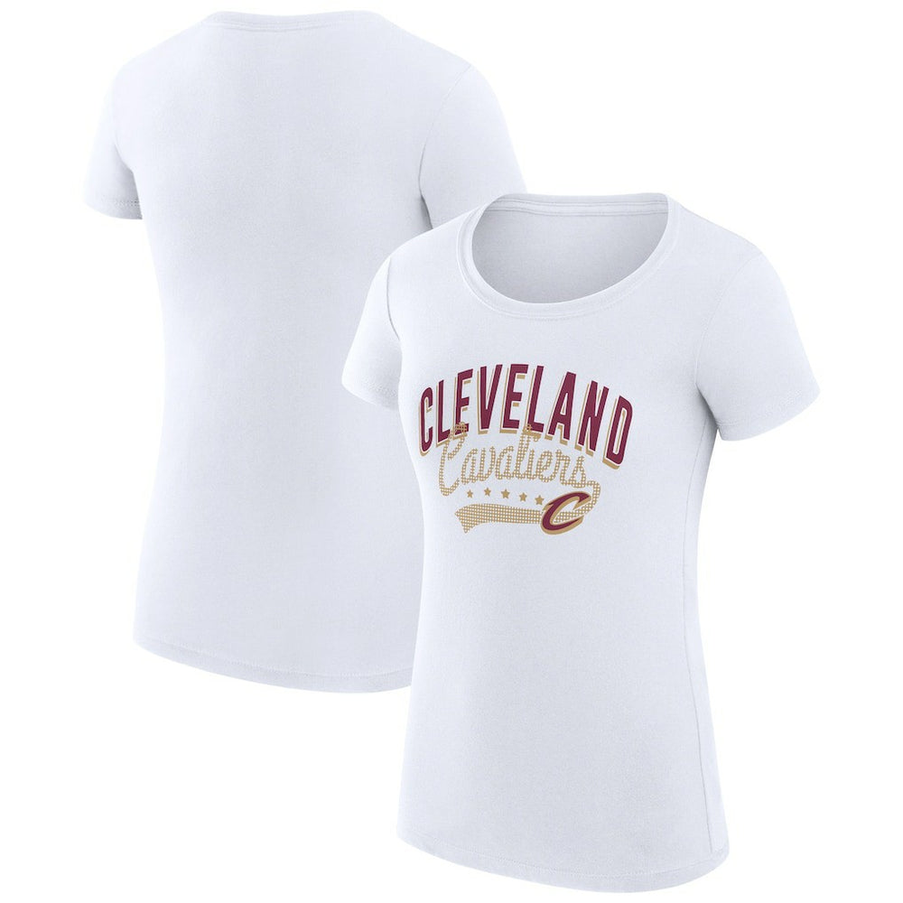 NBA - Cleveland Cavaliers G-III 4Her by Carl Banks Women's Super-Slim Fit Lightweight Filigree Logo T-Shirt - White