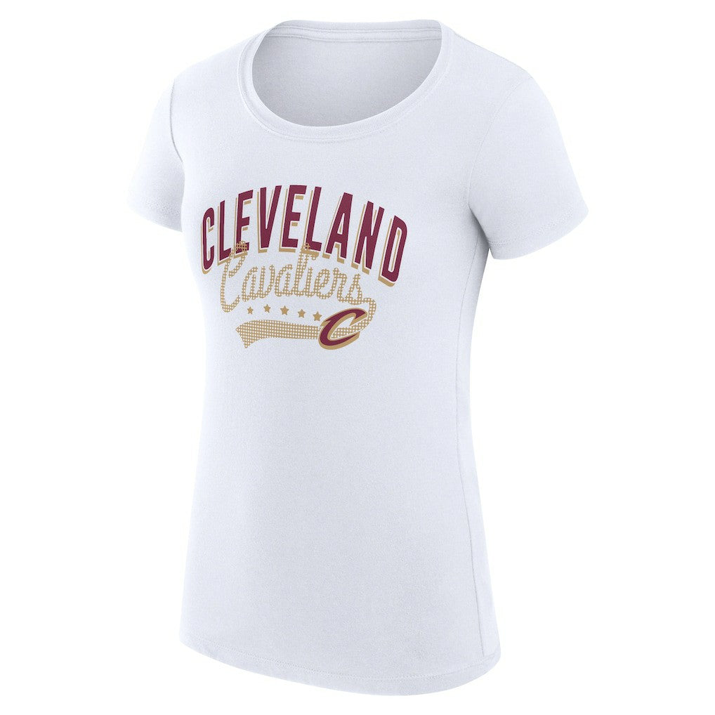 NBA - Cleveland Cavaliers G-III 4Her by Carl Banks Women's Super-Slim Fit Lightweight Filigree Logo T-Shirt - White