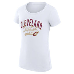 NBA - Cleveland Cavaliers G-III 4Her by Carl Banks Women's Super-Slim Fit Lightweight Filigree Logo T-Shirt - White