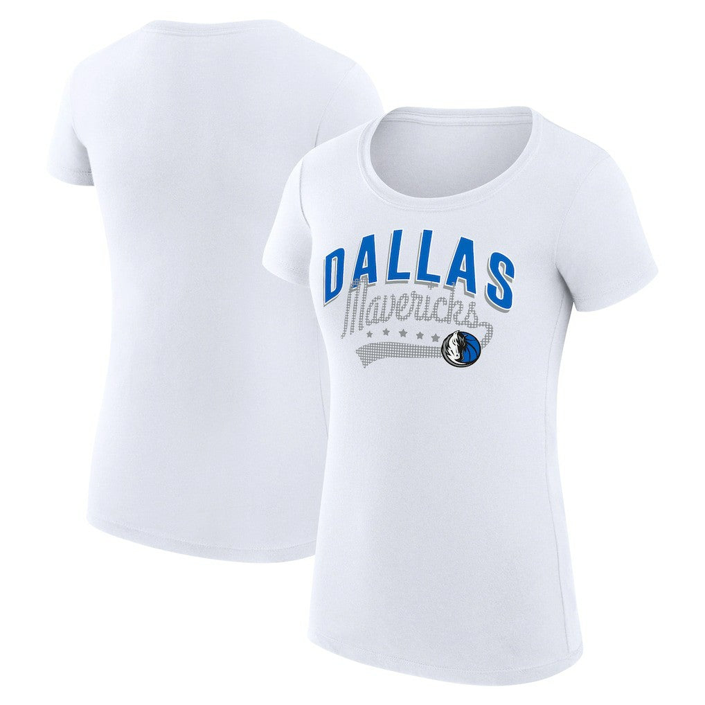 NBA - Dallas Mavericks G-III 4Her by Carl Banks Women's Super-Slim Fit Lightweight Filigree Logo T-Shirt - White