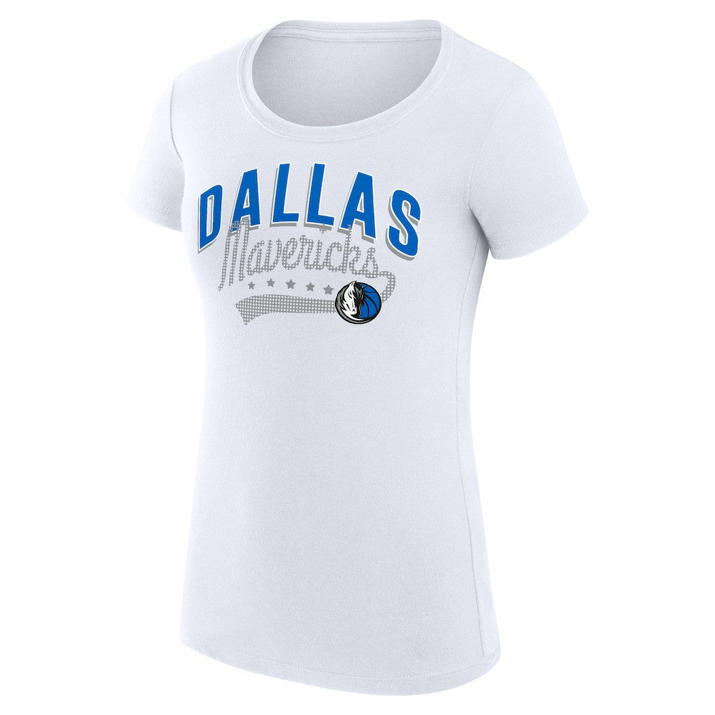 NBA - Dallas Mavericks G-III 4Her by Carl Banks Women's Super-Slim Fit Lightweight Filigree Logo T-Shirt - White