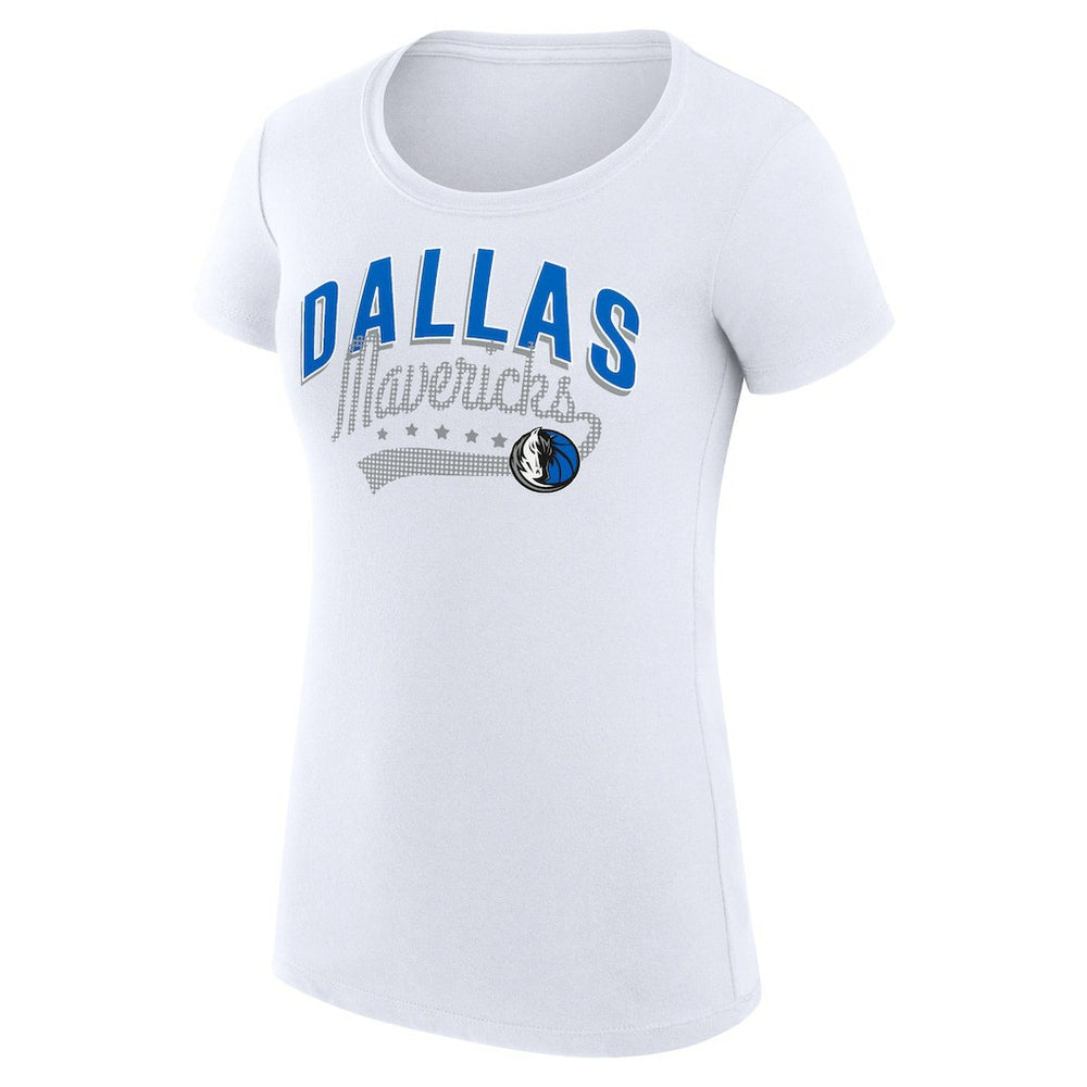 NBA - Dallas Mavericks G-III 4Her by Carl Banks Women's Super-Slim Fit Lightweight Filigree Logo T-Shirt - White
