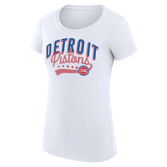 NBA - Detroit Pistons G-III 4Her by Carl Banks Women's Super-Slim Fit Lightweight Filigree Logo T-Shirt - White