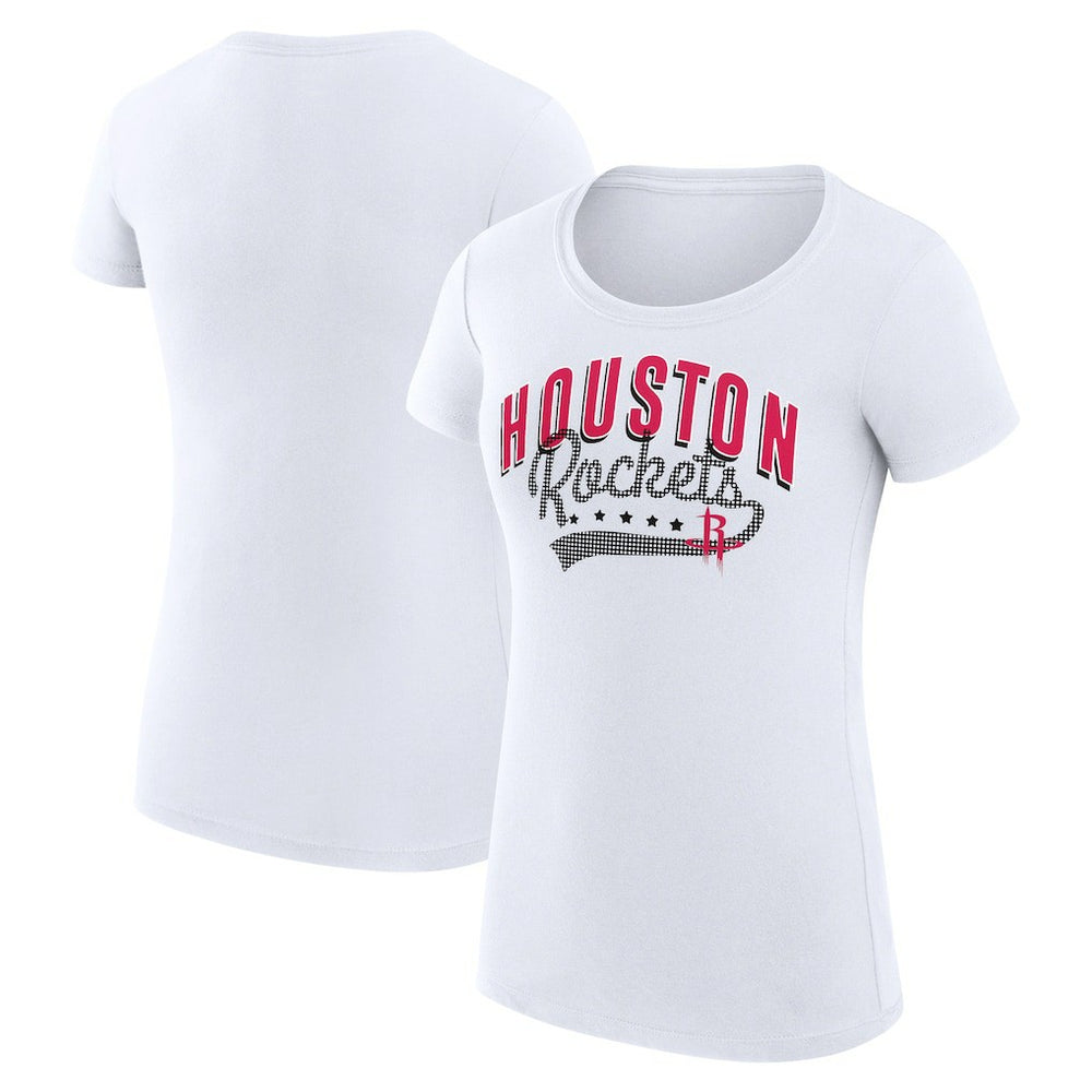 NBA - Houston Rockets G-III 4Her by Carl Banks Women's Super-Slim Fit Lightweight Filigree Logo T-Shirt - White