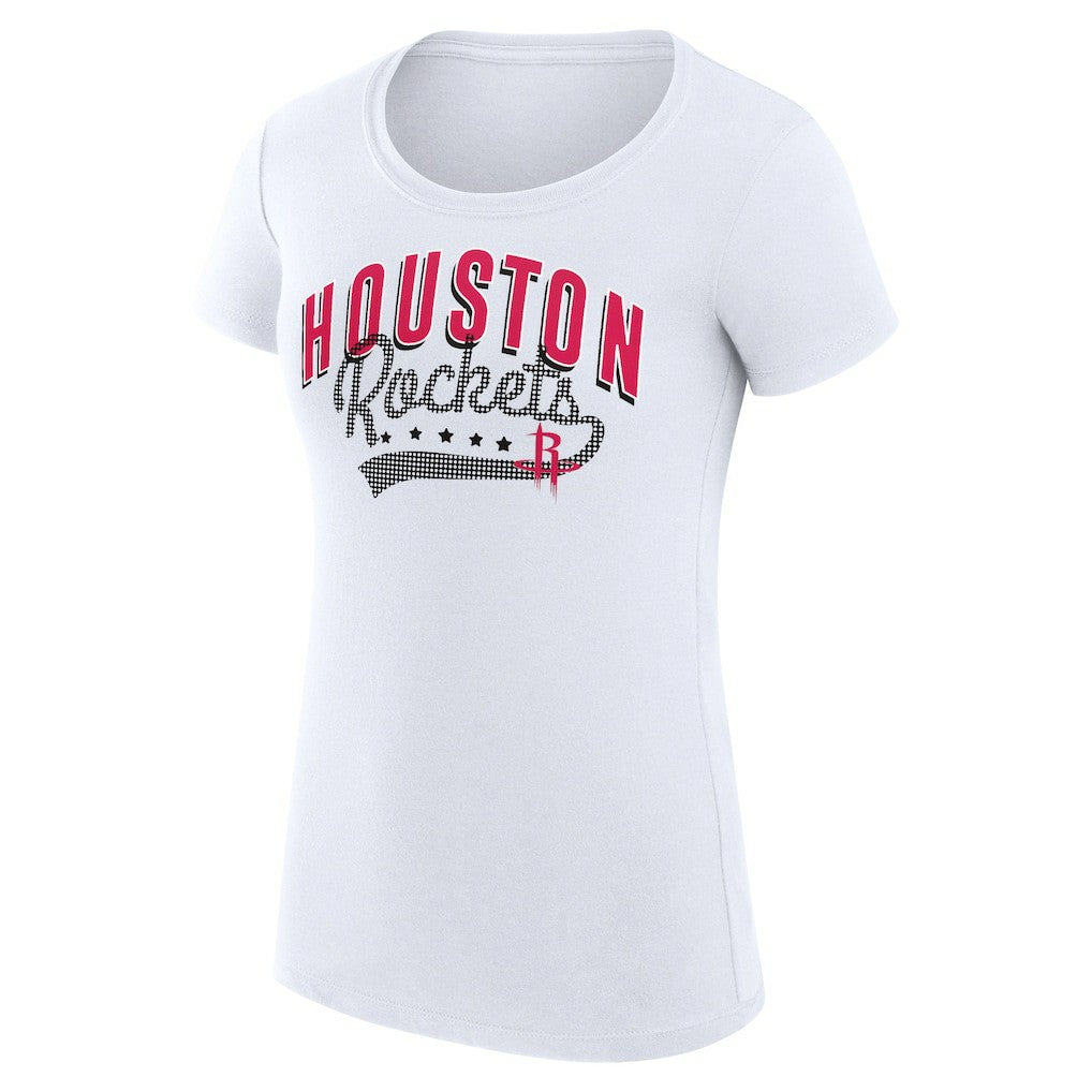 NBA - Houston Rockets G-III 4Her by Carl Banks Women's Super-Slim Fit Lightweight Filigree Logo T-Shirt - White