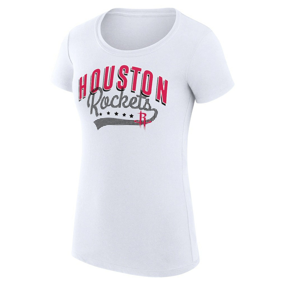 NBA - Houston Rockets G-III 4Her by Carl Banks Women's Super-Slim Fit Lightweight Filigree Logo T-Shirt - White