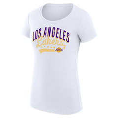 NBA - Los Angeles Lakers G-III 4Her by Carl Banks Women's Super-Slim Fit Lightweight Filigree Logo T-Shirt - White