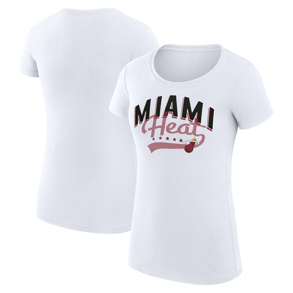 NBA - Miami Heat G-III 4Her by Carl Banks Women's Super-Slim Fit Lightweight Filigree Logo T-Shirt - White