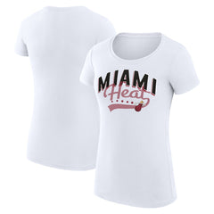 NBA - Miami Heat G-III 4Her by Carl Banks Women's Super-Slim Fit Lightweight Filigree Logo T-Shirt - White